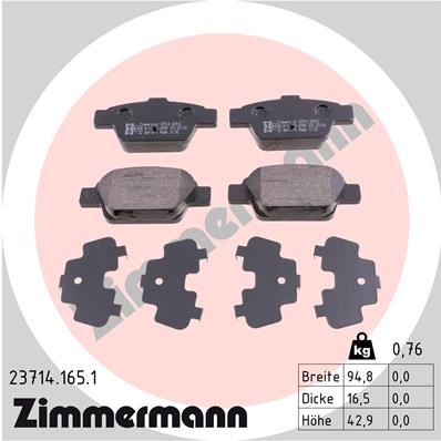 Слика на комплет феродо, дискови кочници ZIMMERMANN 23714.165.1 за Alfa Romeo MITO (955) 1.4 TB - 170 коњи бензин