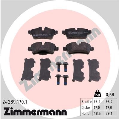 Слика на комплет феродо, дискови кочници ZIMMERMANN 24289.170.1 за Mini Clubman (R55) Estate Cooper D - 112 коњи дизел