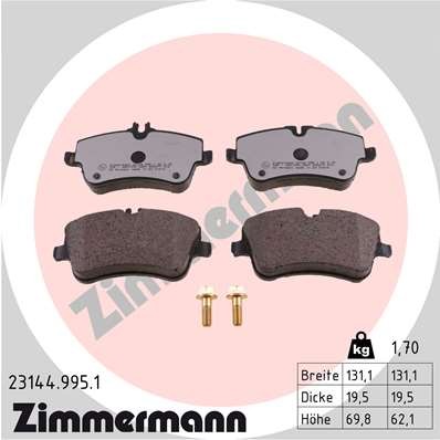 Слика на комплет феродо, дискови кочници ZIMMERMANN rd:z 23144.995.1 за Mercedes C-class Estate (s203) C 230 Kompressor (203.240) - 192 коњи бензин