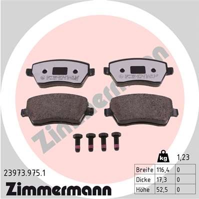 Слика на комплет феродо, дискови кочници ZIMMERMANN rd:z 23973.975.1 за Dacia Dokker 1.5 dCi - 75 коњи дизел