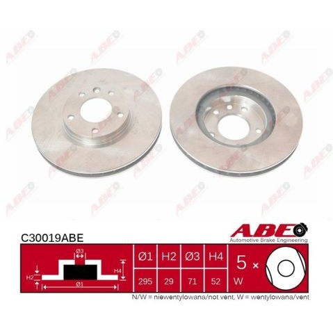 Слика на кочионен диск ABE C30019ABE за CHEVROLET CAPTIVA C100,C140 2.0 D 4WD - 150 коњи дизел
