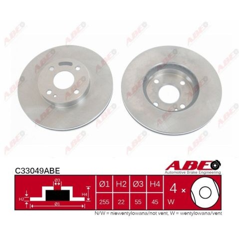 Слика на кочионен диск ABE C33049ABE за Mazda MX-3 (EC) 1.6 i - 88 коњи бензин