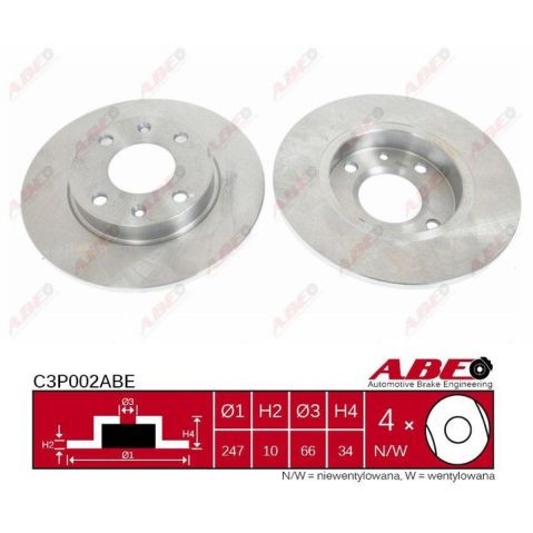 Слика на кочионен диск ABE C3P002ABE за Citroen Saxo S0,S1 1.1 X,SX - 54 коњи бензин