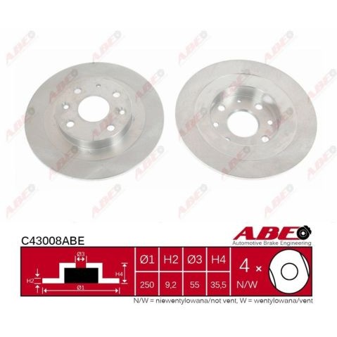 Слика на кочионен диск ABE C43008ABE за Mazda MX-3 (EC) 1.8 i V6 - 133 коњи бензин