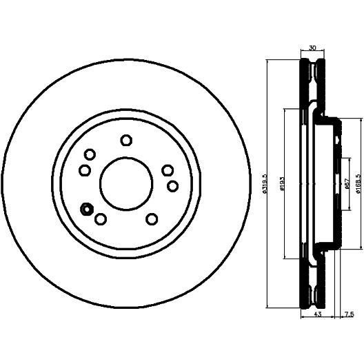 Слика на кочионен диск HELLA 8DD 355 103-401 за Mercedes SL (r129) 60  AMG (129.067) - 381 коњи бензин