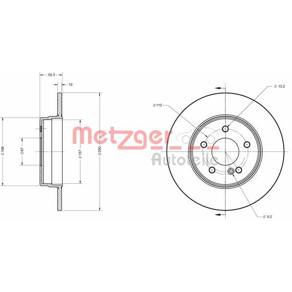 Слика на кочионен диск METZGER Coated 6110115 за Mercedes CLC-class (cl203) CLC 350 (203.756) - 272 коњи бензин