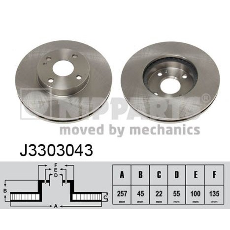 Слика на кочионен диск NIPPARTS J3303043 за Mazda MX-3 (EC) 1.6 i - 88 коњи бензин
