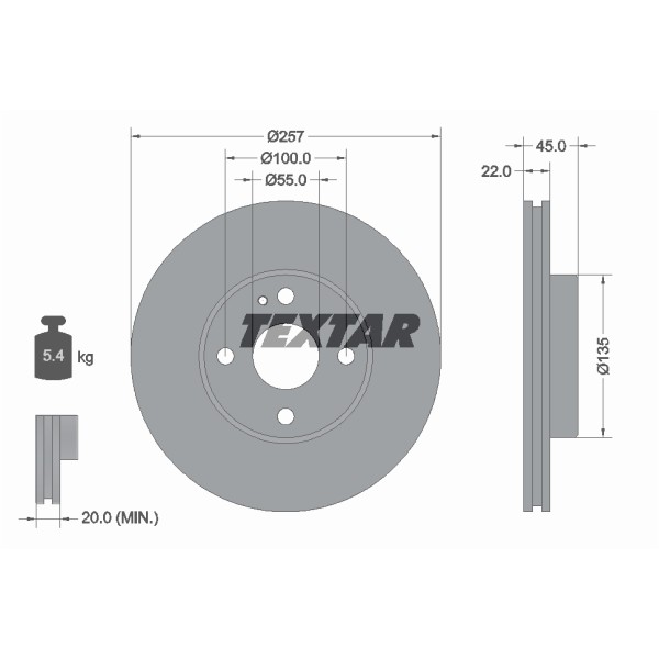 Слика на кочионен диск TEXTAR 92061600 за Mazda 30X Coupe (EC) 1.8 - 132 коњи бензин
