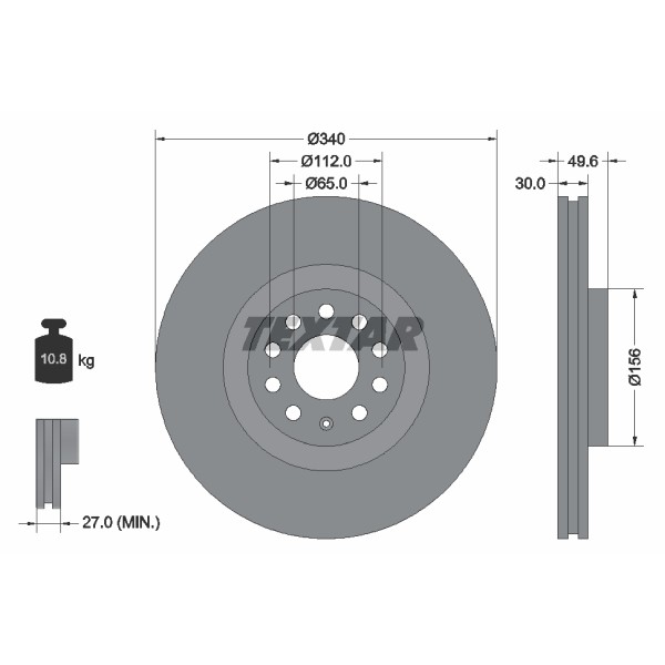 Слика на кочионен диск TEXTAR PRO+ 92229805 за Skoda Kodiaq (NS7) 2.0 TDi 4x4 - 190 коњи дизел
