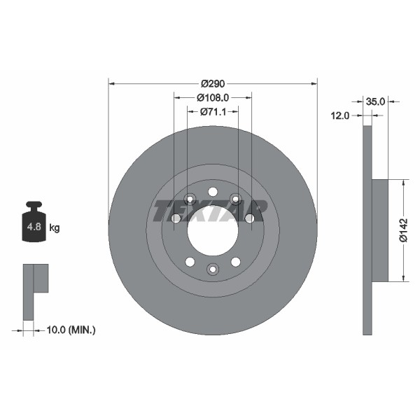 Слика на кочионен диск TEXTAR PRO 92267303 за Citroen Space Tourer (V) 2.0 BlueHDi 180 - 178 коњи дизел