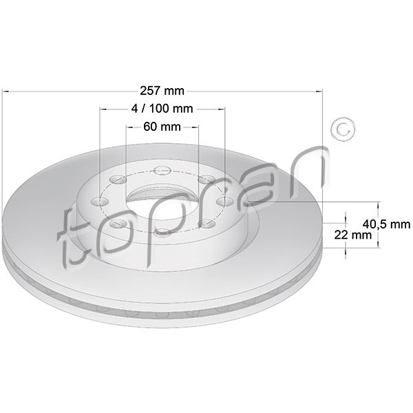 Слика на кочионен диск TOPRAN Coated 207 602 за Opel Adam 1.0 - 115 коњи бензин