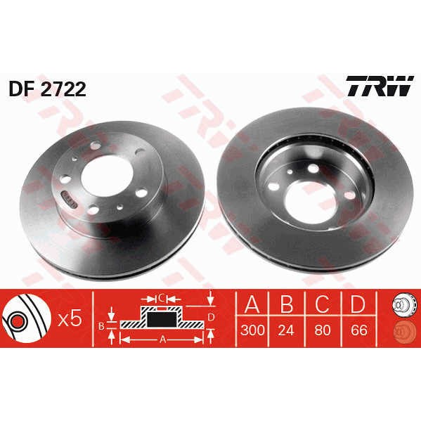 Слика на кочионен диск TRW DF2722 за Fiat Ducato Platform 244 2.3 JTD - 126 коњи дизел