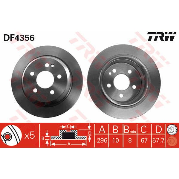 Слика на кочионен диск TRW DF4356 за Mercedes Viano (w639) 3.5 - 258 коњи бензин