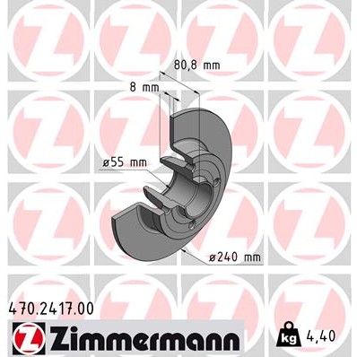 Слика на кочионен диск ZIMMERMANN 470.2417.00 за Renault Modus 1.5 dCi (JP0G, JP0H) - 106 коњи дизел