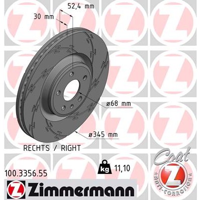 Слика на кочионен диск ZIMMERMANN BLACK Z 100.3356.55 за Porsche Macan (95B) 2.0 - 252 коњи бензин
