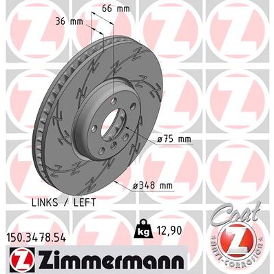 Слика на кочионен диск ZIMMERMANN BLACK Z 150.3478.54 за BMW 5 GT F07 520 d - 184 коњи дизел