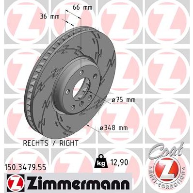 Слика на кочионен диск ZIMMERMANN BLACK Z 150.3479.55 за BMW 5 GT F07 520 d - 184 коњи дизел