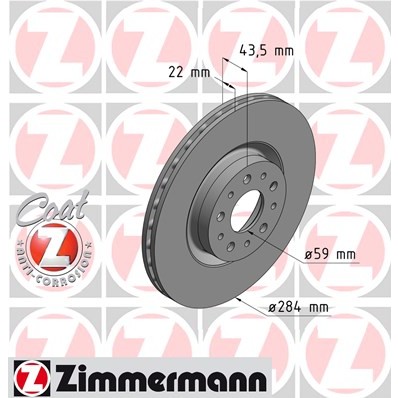 Слика на кочионен диск ZIMMERMANN COAT Z 110.2207.20 за Alfa Romeo 147 (937) Hatchback 1.9 JTDM 16V - 150 коњи дизел