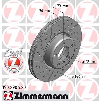 Слика на кочионен диск ZIMMERMANN COAT Z 150.2906.20 за BMW 3 Gran Turismo F34 320 i - 163 коњи бензин