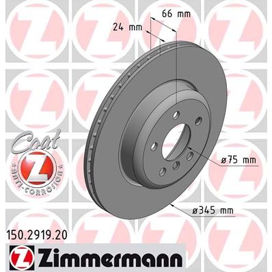 Слика на кочионен диск ZIMMERMANN COAT Z 150.2919.20 за BMW 3 Touring F31 330 d - 286 коњи дизел