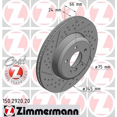 Слика на кочионен диск ZIMMERMANN COAT Z 150.2920.20 за BMW 3 Touring F31 316 i - 136 коњи бензин