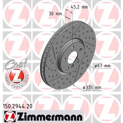 Слика на кочионен диск ZIMMERMANN COAT Z 150.2944.20 за Mini (F56) Cooper S - 192 коњи бензин