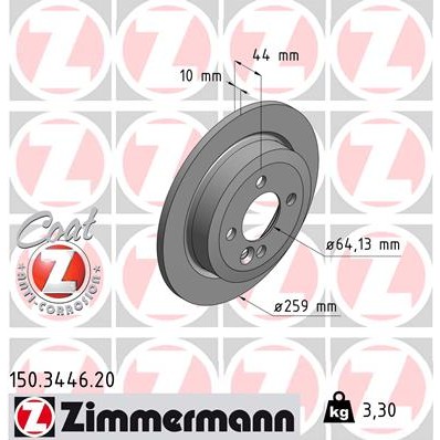 Слика на кочионен диск ZIMMERMANN COAT Z 150.3446.20 за Mini Clubman (R55) Estate Cooper D - 112 коњи дизел