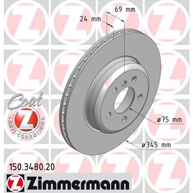 Слика на кочионен диск ZIMMERMANN COAT Z 150.3480.20 за BMW 5 GT F07 520 d - 184 коњи дизел