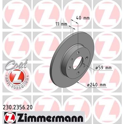 Слика на кочионен диск ZIMMERMANN COAT Z 230.2356.20 за Alfa Romeo 155 (167) Sedan 1.7 T.S. (167.A4D, 167.A4H) - 115 коњи бензин