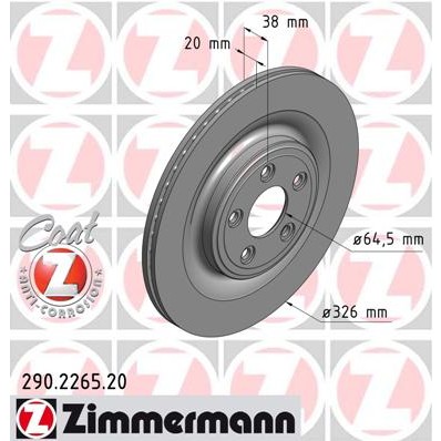 Слика на кочионен диск ZIMMERMANN COAT Z 290.2265.20 за Jaguar S-Type Saloon (CCX) 2.5 V6 - 200 коњи бензин