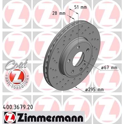 Слика на кочионен диск ZIMMERMANN COAT Z 400.3679.20 за Mercedes GLA-class (x156) GLA 180 CDI (156.912) - 109 коњи дизел