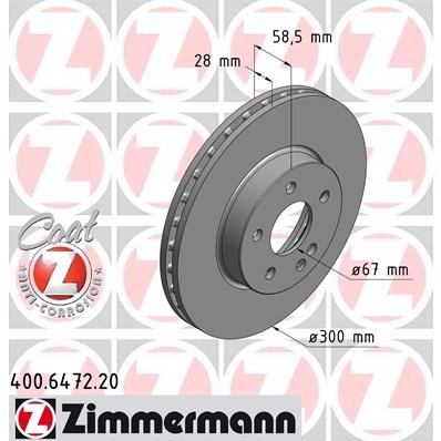 Слика на кочионен диск ZIMMERMANN COAT Z 400.6472.20 за Mercedes Viano (w639) CDI 2.2 4-matic - 163 коњи дизел