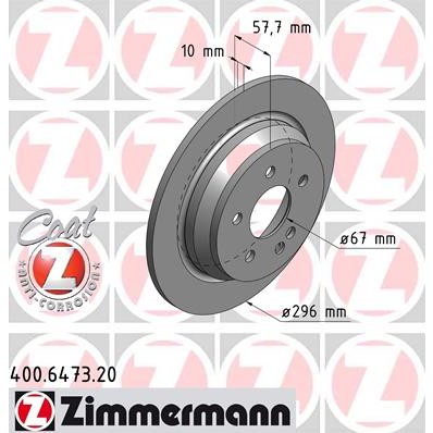 Слика на кочионен диск ZIMMERMANN COAT Z 400.6473.20 за Mercedes Viano (w639) 3.5 - 258 коњи бензин