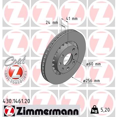 Слика на кочионен диск ZIMMERMANN COAT Z 430.1461.20 за Opel Calibra A 2.0 i - 115 коњи бензин