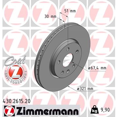 Слика на Кочионен диск ZIMMERMANN COAT Z 430.2615.20