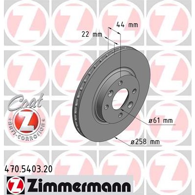 Слика на кочионен диск ZIMMERMANN COAT Z 470.5403.20 за Dacia Sandero 2 1.2 LPG - 75 коњи Бензин/Автогаз (LPG)