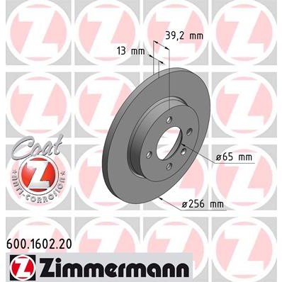 Слика на кочионен диск ZIMMERMANN COAT Z 600.1602.20 за Seat Inca (6K9) 1.9 TDI - 90 коњи дизел