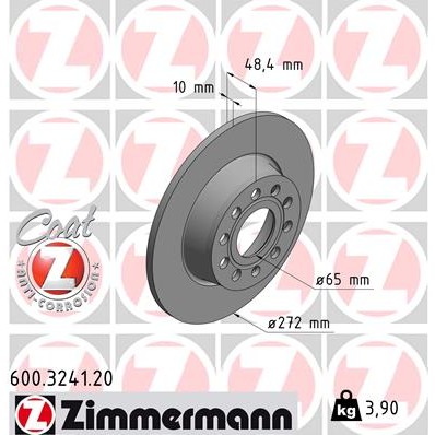 Слика на кочионен диск ZIMMERMANN COAT Z 600.3241.20 за Skoda Laura (1Z3) 1.6 LPG - 102 коњи Бензин/Автогаз (LPG)