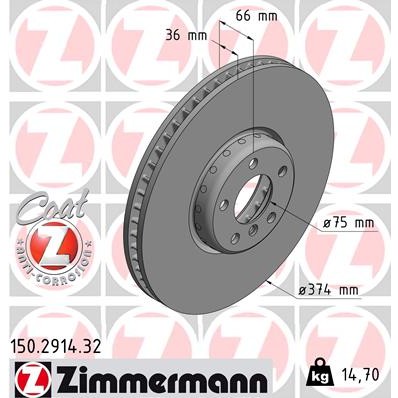 Слика на Кочионен диск ZIMMERMANN FORMULA F COAT Z 150.2914.32
