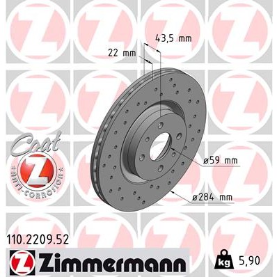 Слика на Кочионен диск ZIMMERMANN SPORT BRAKE DISC COAT Z 110.2209.52