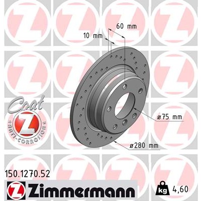 Слика на кочионен диск ZIMMERMANN SPORT BRAKE DISC COAT Z 150.1270.52 за BMW 3 Compact E46 316 ti - 115 коњи бензин