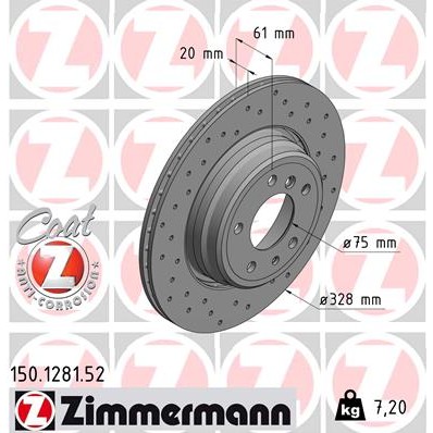 Слика на Кочионен диск ZIMMERMANN SPORT BRAKE DISC COAT Z 150.1281.52