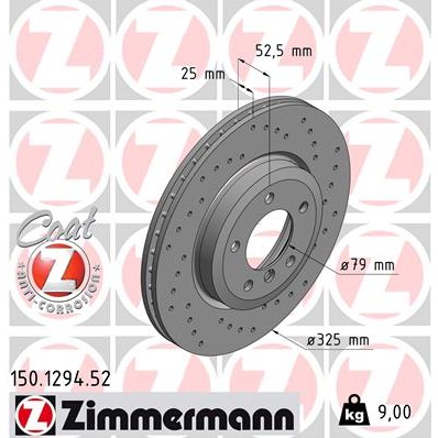 Слика на кочионен диск ZIMMERMANN SPORT BRAKE DISC COAT Z 150.1294.52 за BMW 3 Sedan E46 330 d - 184 коњи дизел