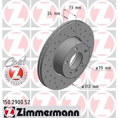 Слика на кочионен диск ZIMMERMANN SPORT BRAKE DISC COAT Z 150.2900.52 за BMW X1 E84 xDrive 20 i - 184 коњи бензин