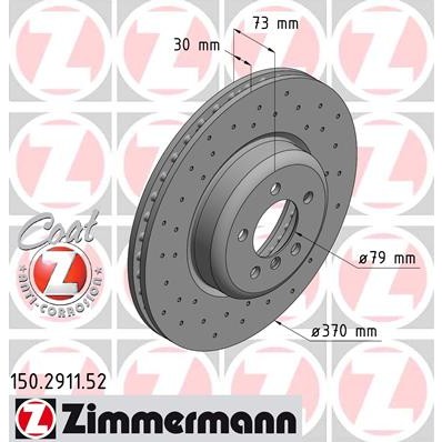 Слика на кочионен диск ZIMMERMANN SPORT BRAKE DISC COAT Z 150.2911.52 за BMW 3 Touring F31 340 i - 326 коњи бензин