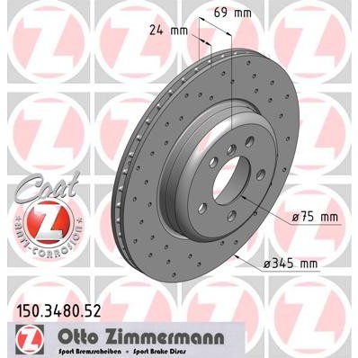 Слика на кочионен диск ZIMMERMANN SPORT BRAKE DISC COAT Z 150.3480.52 за BMW 5 GT F07 535 d xDrive - 313 коњи дизел