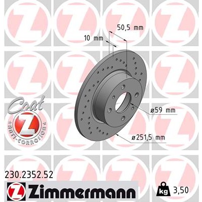Слика на кочионен диск ZIMMERMANN SPORT BRAKE DISC COAT Z 230.2352.52 за Fiat Linea 323 1.9 16V - 128 коњи бензин