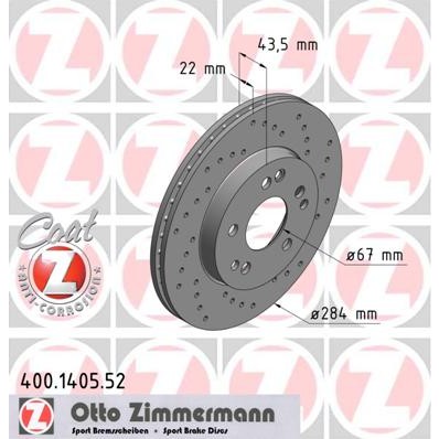 Слика на кочионен диск ZIMMERMANN SPORT BRAKE DISC COAT Z 400.1405.52 за Mercedes 190 (w201) E 2.3-16 (201.034) - 185 коњи бензин