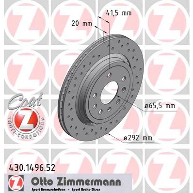 Слика на кочионен диск ZIMMERMANN SPORT BRAKE DISC COAT Z 430.1496.52 за Opel Signum 3.0 V6 CDTI - 184 коњи дизел
