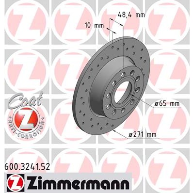 Слика на кочионен диск ZIMMERMANN SPORT BRAKE DISC COAT Z 600.3241.52 за Skoda Laura (1Z3) 2.0 TDI 16V - 140 коњи дизел